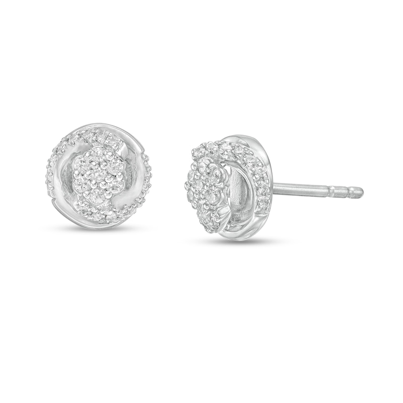 0.25 CT. T.W. Composite Diamond Swirl Frame Stud Earrings in Sterling Silver|Peoples Jewellers