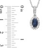 Thumbnail Image 5 of Oval Blue Sapphire and 0.06 CT. T.W. Diamond Framed Vintage-Style Drop Pendant in 10K White Gold