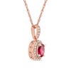 Thumbnail Image 2 of Oval Ruby and 0.06 CT. T.W. Diamond Framed Vintage-Style Drop Pendant in 10K Rose Gold