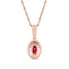 Thumbnail Image 3 of Oval Ruby and 0.06 CT. T.W. Diamond Framed Vintage-Style Drop Pendant in 10K Rose Gold