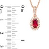 Thumbnail Image 5 of Oval Ruby and 0.06 CT. T.W. Diamond Framed Vintage-Style Drop Pendant in 10K Rose Gold