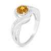 Thumbnail Image 3 of 6.0mm Citrine and 0.07 CT. T.W. Diamond Beaded Triple Row Bypass Twist Shank Ring in Sterling Silver
