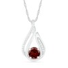 Thumbnail Image 0 of 6.0mm Garnet and 0.07 CT. T.W. Diamond Beaded Open Flame Pendant in Sterling Silver