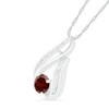 Thumbnail Image 1 of 6.0mm Garnet and 0.07 CT. T.W. Diamond Beaded Open Flame Pendant in Sterling Silver