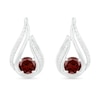 Thumbnail Image 1 of 5.0mm Garnet and 0.07 CT. T.W. Diamond Beaded Open Flame Stud Earrings in Sterling Silver