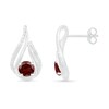 Thumbnail Image 2 of 5.0mm Garnet and 0.07 CT. T.W. Diamond Beaded Open Flame Stud Earrings in Sterling Silver