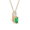 Thumbnail Image 2 of Oval Emerald and 0.05 CT. T.W. Baguette and Round Diamond Stacked Top Accent Pendant in 10K Gold