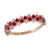 Thumbnail Image 0 of Ruby and 0.15 CT. T.W. Diamond Zig-Zag Double Row Split Shank Ring in 10K Rose Gold