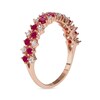 Thumbnail Image 1 of Ruby and 0.15 CT. T.W. Diamond Zig-Zag Double Row Split Shank Ring in 10K Rose Gold