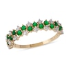 Thumbnail Image 0 of Emerald and 0.15 CT. T.W. Diamond Zig-Zag Double Row Split Shank Ring in 10K Gold