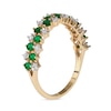 Thumbnail Image 1 of Emerald and 0.15 CT. T.W. Diamond Zig-Zag Double Row Split Shank Ring in 10K Gold