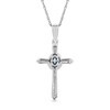 Thumbnail Image 3 of Oval Blue Sapphire and 0.04 CT. T.W. Diamond Frame Layered Cross Pendant in 10K White Gold