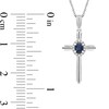 Thumbnail Image 5 of Oval Blue Sapphire and 0.04 CT. T.W. Diamond Frame Layered Cross Pendant in 10K White Gold