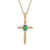 Thumbnail Image 1 of Oval Emerald and 0.04 CT. T.W. Diamond Frame Layered Cross Pendant in 10K Gold