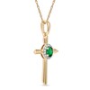Thumbnail Image 2 of Oval Emerald and 0.04 CT. T.W. Diamond Frame Layered Cross Pendant in 10K Gold