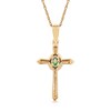 Thumbnail Image 3 of Oval Emerald and 0.04 CT. T.W. Diamond Frame Layered Cross Pendant in 10K Gold