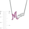 Thumbnail Image 3 of Lab-Created Ruby Cursive "Mom" Necklace in Sterling Silver