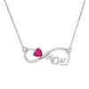 Thumbnail Image 0 of 5.0mm Heart-Shaped Lab-Created Ruby "MOM" Infinity Necklace in Sterling Silver