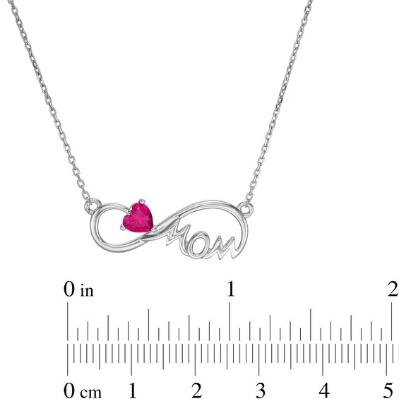 5.0mm Heart-Shaped Lab-Created Ruby "MOM" Infinity Necklace in Sterling Silver