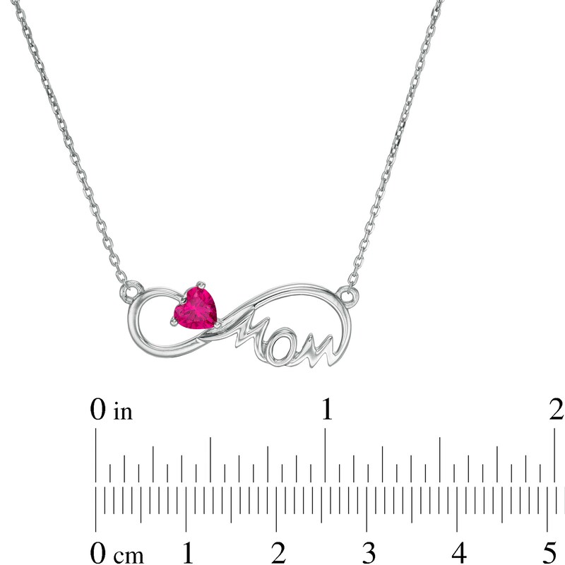 5.0mm Heart-Shaped Lab-Created Ruby "MOM" Infinity Necklace in Sterling Silver