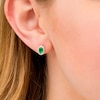 Thumbnail Image 2 of Oval Emerald and 0.088 CT. T.W. Diamond Frame Stud Earrings in 10K Gold