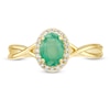 Thumbnail Image 3 of Oval Emerald and 0.08 CT. T.W. Diamond Frame Twist Shank Ring in 10K Gold