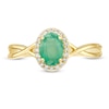 Thumbnail Image 4 of Oval Emerald and 0.08 CT. T.W. Diamond Frame Twist Shank Ring in 10K Gold