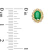Thumbnail Image 3 of Oval Emerald and 0.07 CT. T.W. Diamond Scallop Frame Floral Stud Earrings in 10K Gold