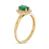 Thumbnail Image 3 of Oval Emerald and 0.04 CT. T.W. Diamond Scallop Frame Floral Ring in 10K Gold