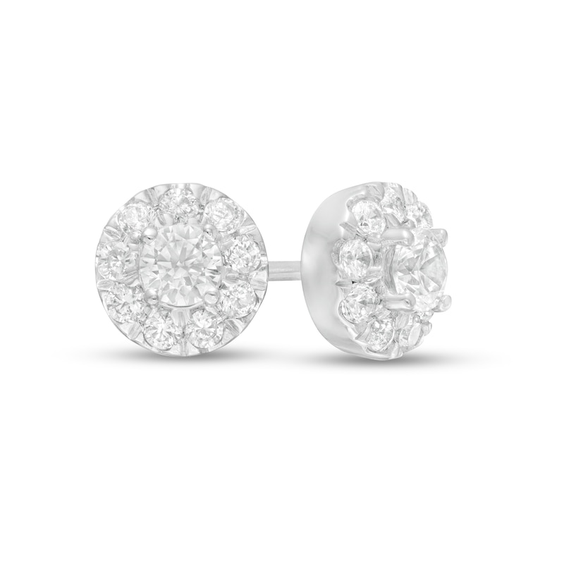 CT. T.W. Certified Lab-Created Diamond Frame Stud Earrings in 14K White Gold (F/SI2)|Peoples Jewellers