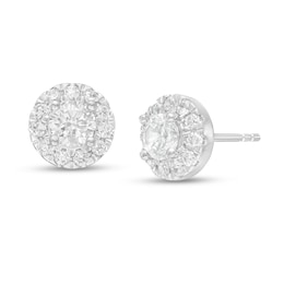 1.00 CT. T.W. Certified Lab-Grown Diamond Frame Stud Earrings in 14K White Gold (F/SI2)