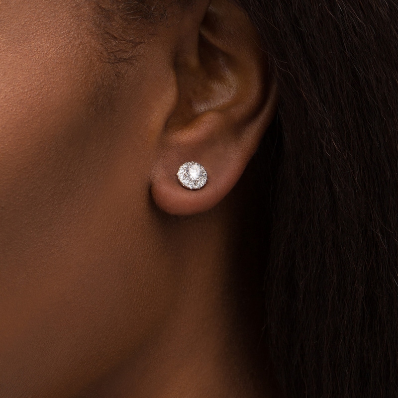 Main Image 2 of 1.00 CT. T.W. Certified Lab-Grown Diamond Frame Stud Earrings in 14K White Gold (F/SI2)