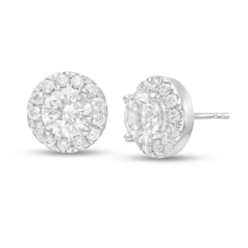 Main Image 1 of 2.00 CT. T.W. Certified Lab-Grown Diamond Frame Stud Earrings in 14K White Gold (F/SI2)
