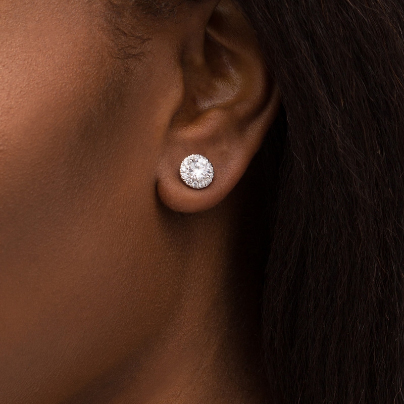 Main Image 2 of 2.00 CT. T.W. Certified Lab-Grown Diamond Frame Stud Earrings in 14K White Gold (F/SI2)