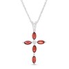 Marquise Garnet and Diamond Accent Cross Pendant in 10K White Gold