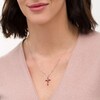 Thumbnail Image 1 of Marquise Garnet and Diamond Accent Cross Pendant in 10K White Gold