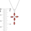 Marquise Garnet and Diamond Accent Cross Pendant in 10K White Gold