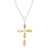 Thumbnail Image 0 of Marquise Citrine and Diamond Accent Cross Pendant in 10K White Gold