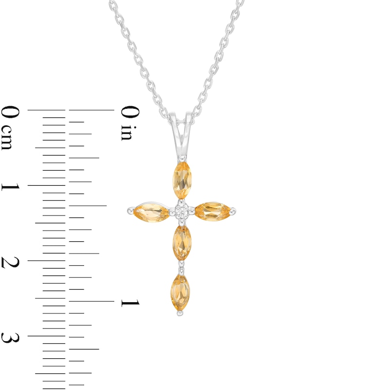 Marquise Citrine and Diamond Accent Cross Pendant in 10K White Gold