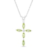 Thumbnail Image 0 of Marquise Peridot and Diamond Accent Cross Pendant in 10K White Gold