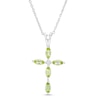 Marquise Peridot and Diamond Accent Cross Pendant in 10K White Gold