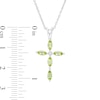 Marquise Peridot and Diamond Accent Cross Pendant in 10K White Gold