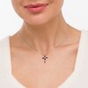 Marquise Blue Lab-Created Sapphire and Diamond Accent Cross Pendant in 10K White Gold