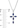 Marquise Blue Lab-Created Sapphire and Diamond Accent Cross Pendant in 10K White Gold