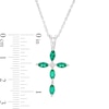 Thumbnail Image 2 of Marquise Lab-Created Emerald and Diamond Accent Cross Pendant in 10K White Gold