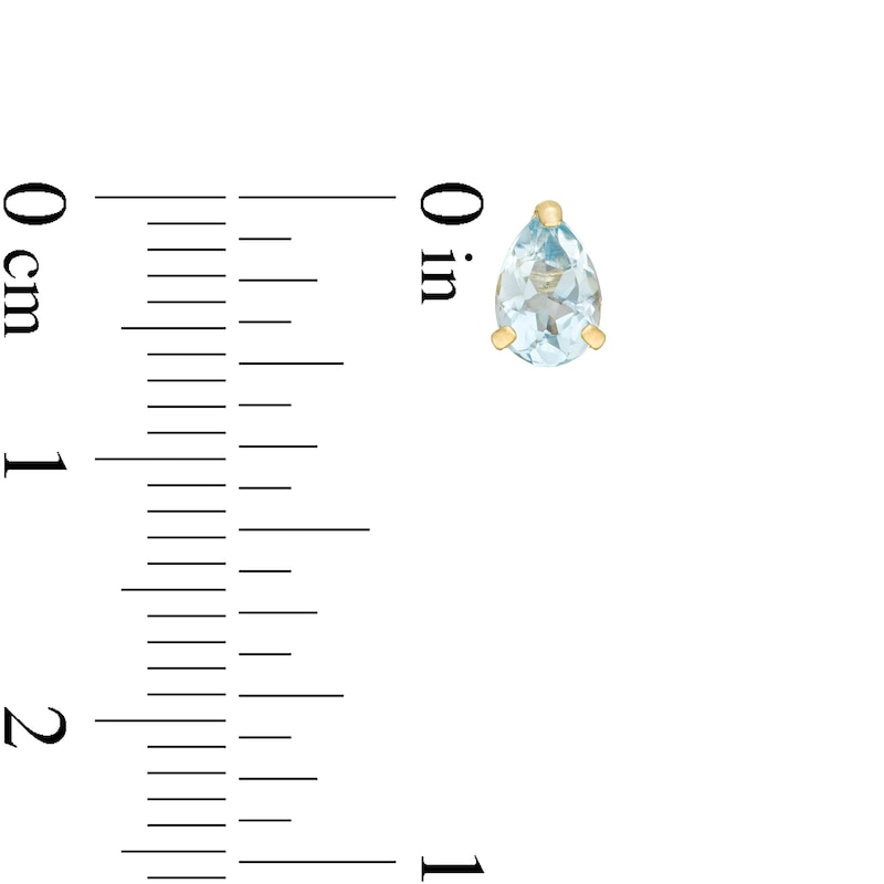Main Image 3 of Pear-Shaped Aquamarine Solitaire Stud Earrings in 14K Gold