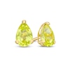 Thumbnail Image 1 of Pear-Shaped Peridot Solitaire Stud Earrings in 14K Gold