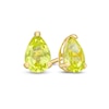 Thumbnail Image 0 of Pear-Shaped Peridot Solitaire Stud Earrings in 14K Gold