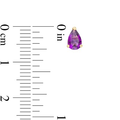 Pear-Shaped Amethyst Solitaire Stud Earrings in 14K Gold