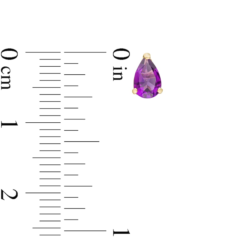 Main Image 3 of Pear-Shaped Amethyst Solitaire Stud Earrings in 14K Gold
